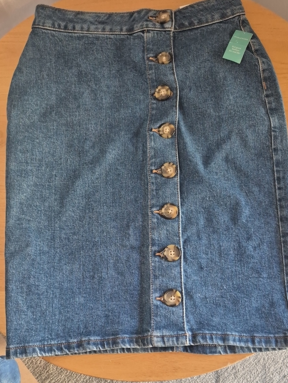 Maurices Dark Blue High-Rise Button-Front Denim Skirt